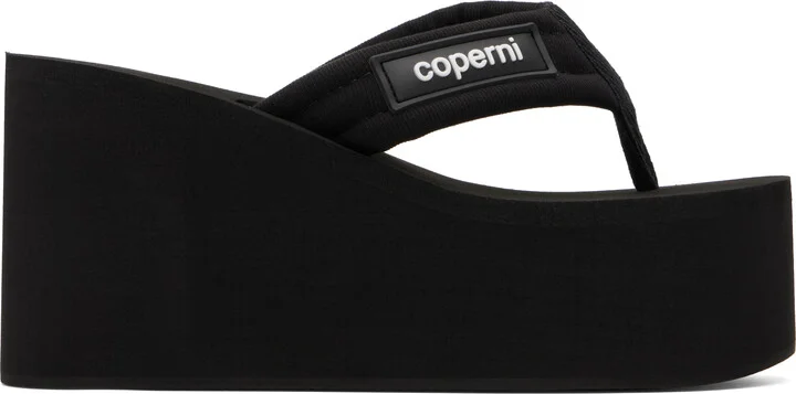 Coperni Black Branded Wedge Sandals