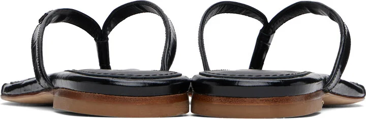 Coperni Black Croco Slanted Flip Flops - Image 2