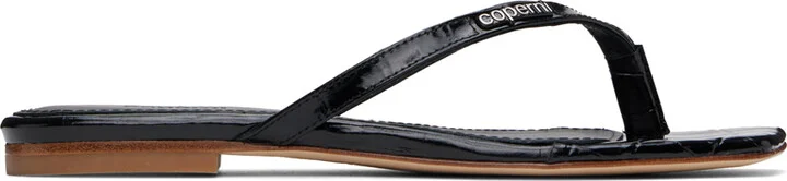 Coperni Black Croco Slanted Flip Flops