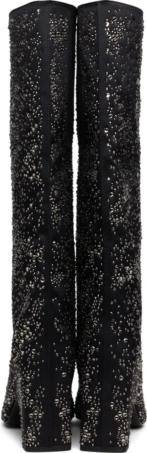 Coperni Black Crystal-Embellished Bridge Tall Boots - Image 2