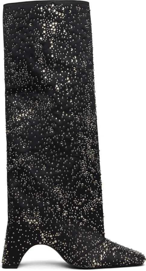 Coperni Black Crystal-Embellished Bridge Tall Boots
