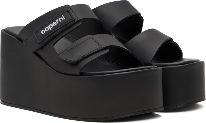 Coperni Black Patch Wedge Sandals - Image 4