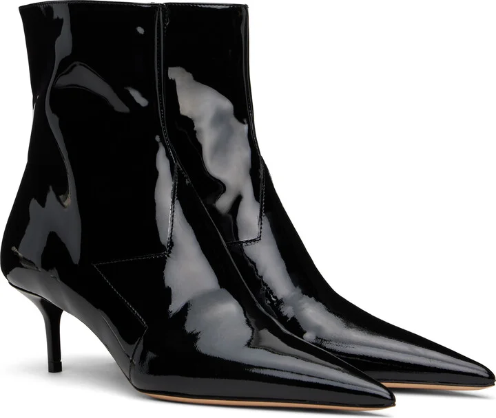 Coperni Black Patent Star Cut-Out Low Boots - Image 4