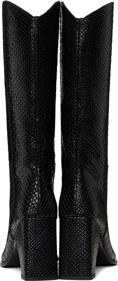 Coperni Black Python Embossed Bridge Cowboy Boots - Image 2