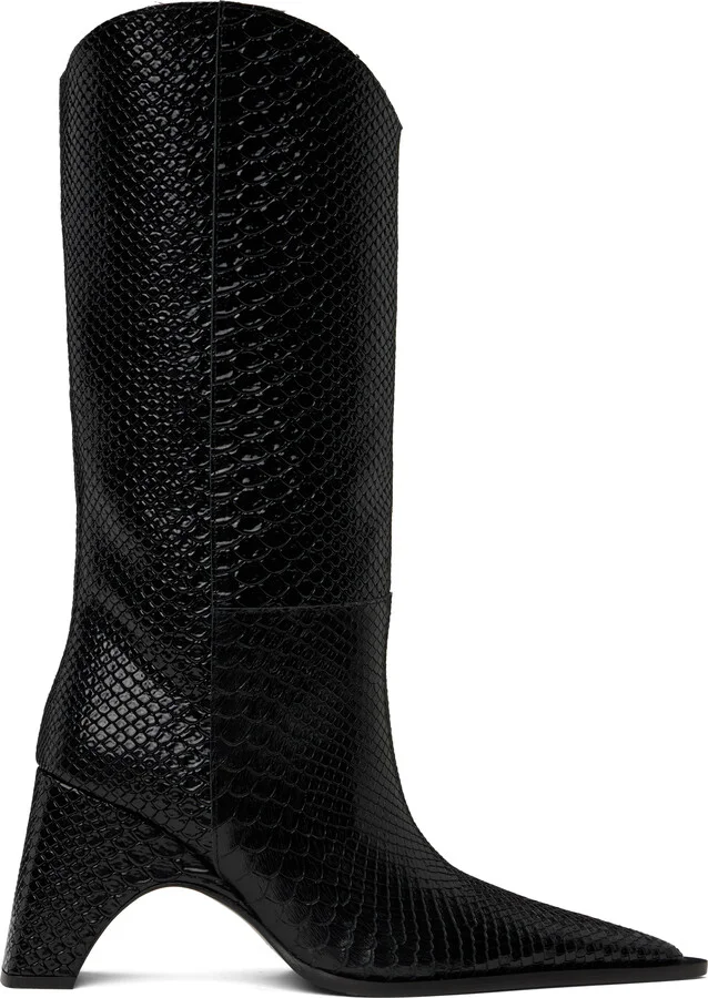 Coperni Black Python Embossed Bridge Cowboy Boots