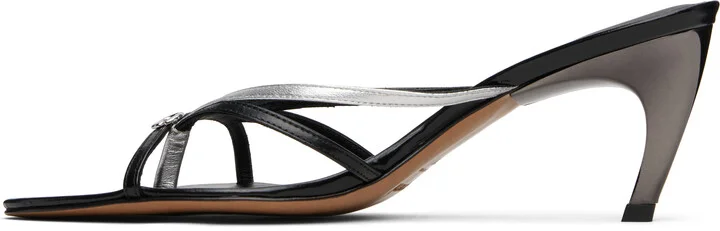 Coperni Black & Silver Low Strap Heeled Sandals - Image 3