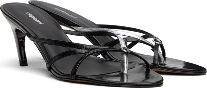 Coperni Black & Silver Low Strap Heeled Sandals - Image 4