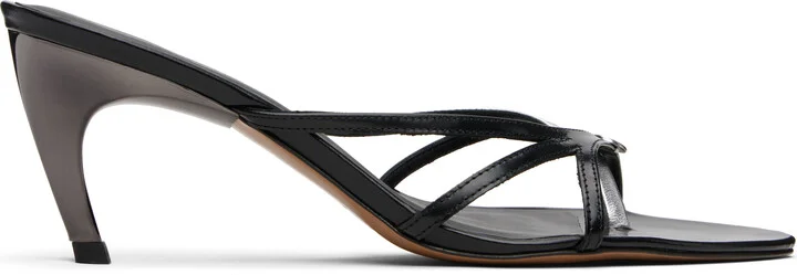 Coperni Black & Silver Low Strap Heeled Sandals
