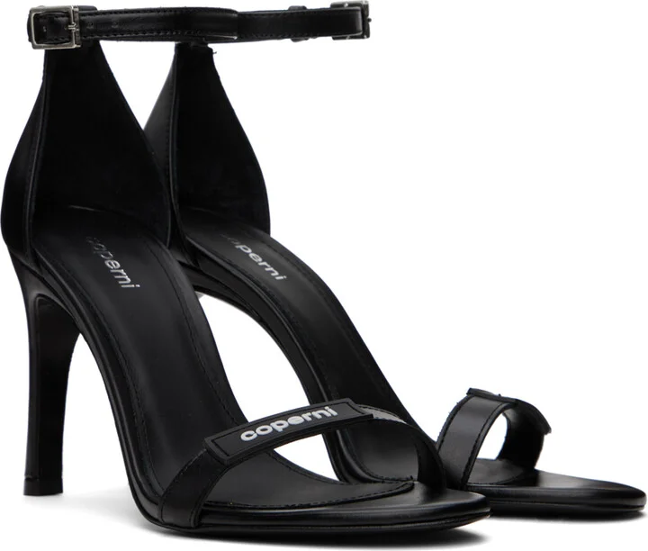 Coperni Black Skinny Strap Logo Heeled Sandals - Image 4