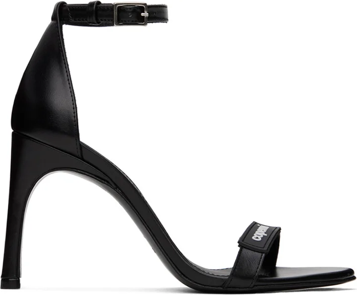 Coperni Black Skinny Strap Logo Heeled Sandals