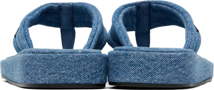 Coperni Blue Denim Branded Flip Flops - Image 2