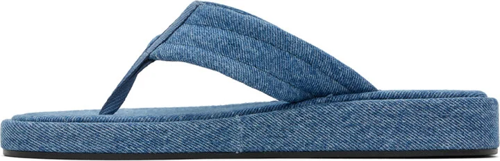 Coperni Blue Denim Branded Flip Flops - Image 3