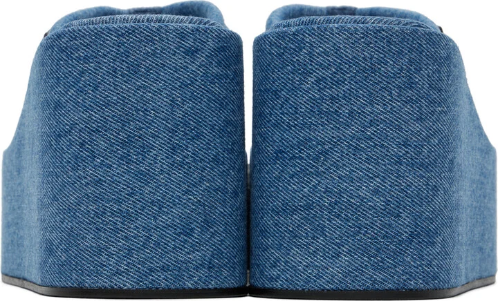 Coperni Blue Denim Branded Wedge Sandals - Image 2