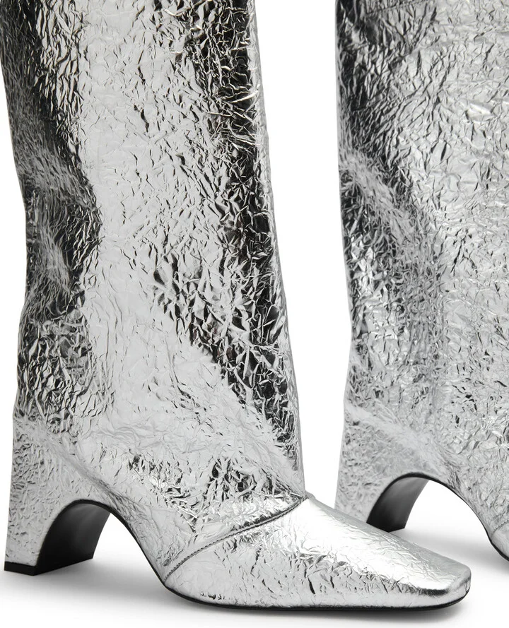Coperni Bridge 50 Crinkled Metallic-leather Knee-high Boots - Image 4