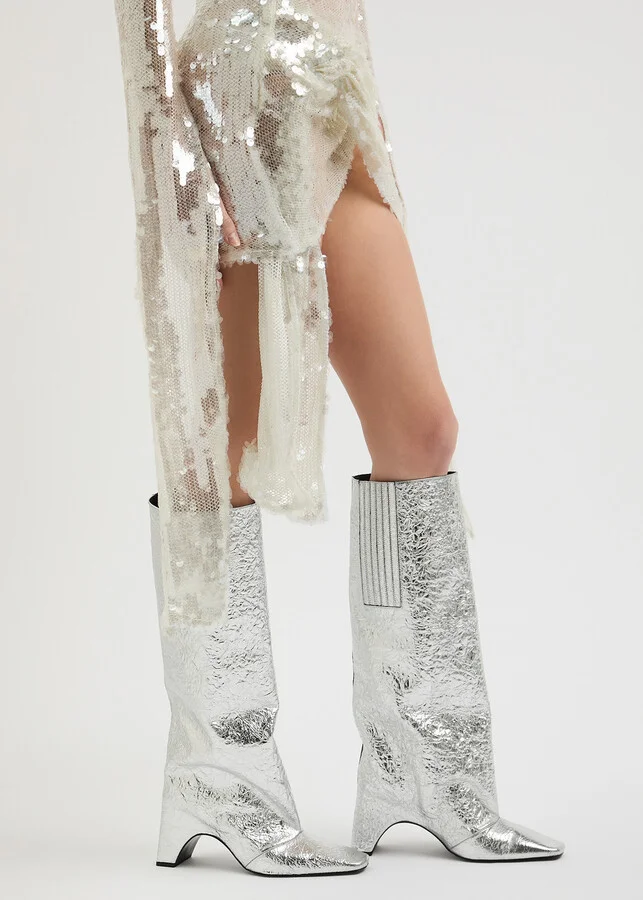 Coperni Bridge 50 Crinkled Metallic-leather Knee-high Boots - Image 5