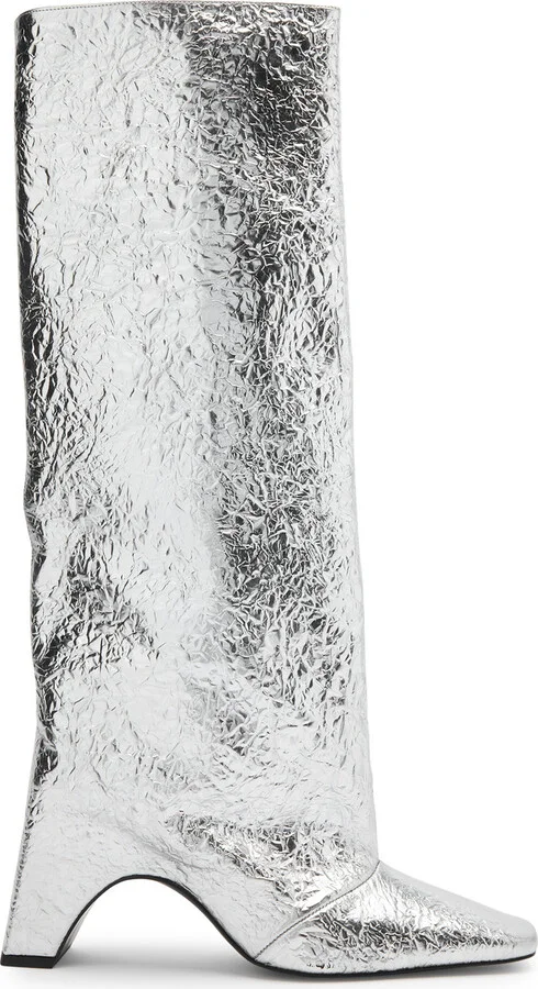 Coperni Bridge 50 Crinkled Metallic-leather Knee-high Boots