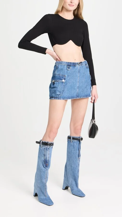 Coperni Denim Open Knee Bridge Boots - Image 2