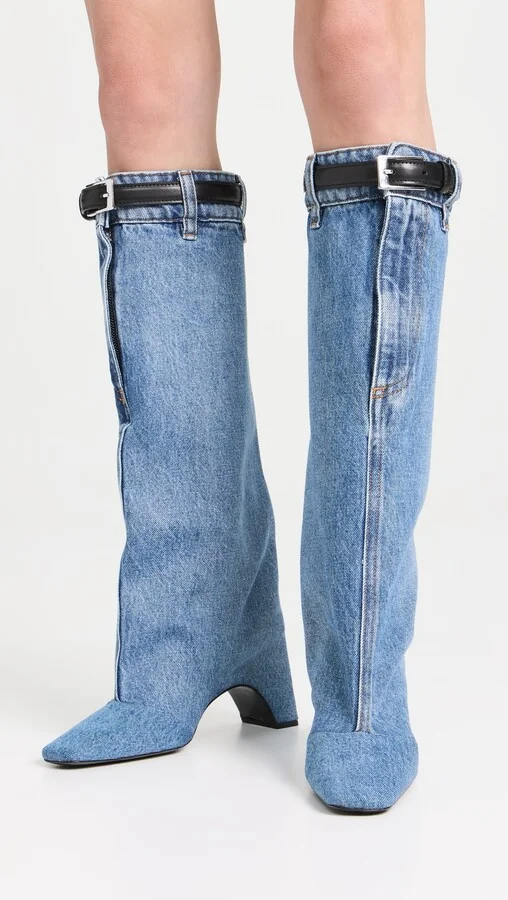 Coperni Denim Open Knee Bridge Boots - Image 3