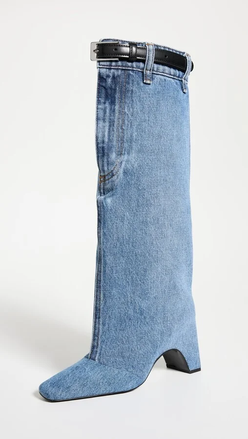 Coperni Denim Open Knee Bridge Boots - Image 4