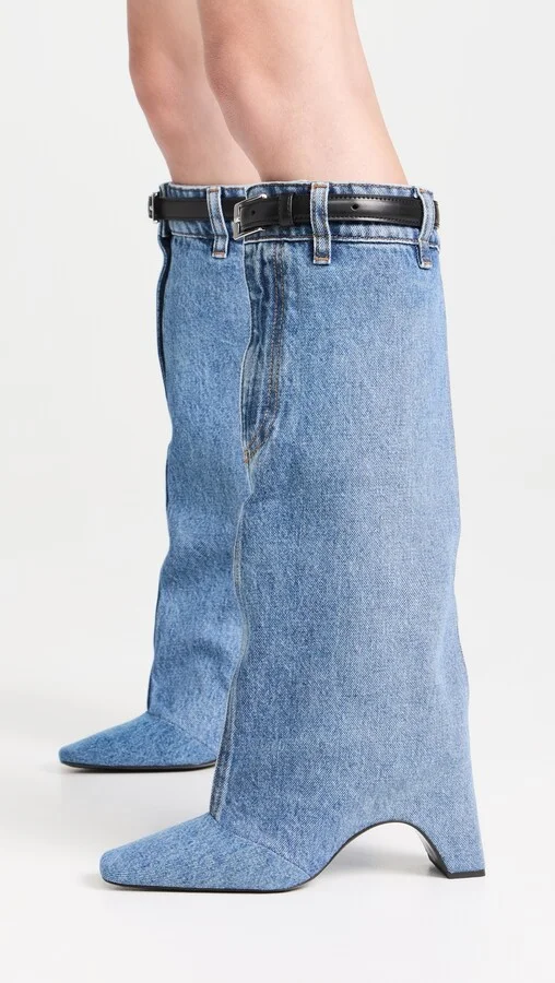 Coperni Denim Open Knee Bridge Boots - Image 5