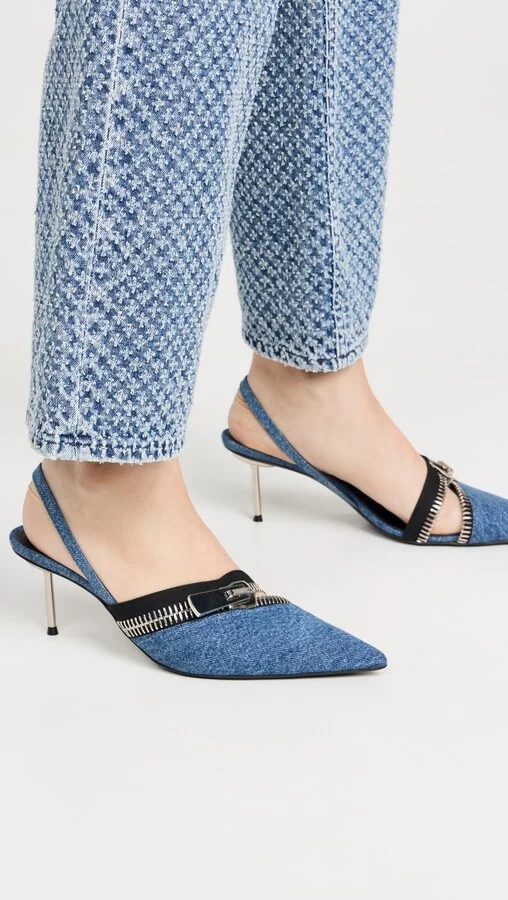 Coperni Denim Zip Stiletto Heels - Image 3