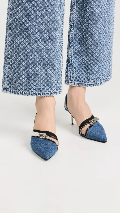 Coperni Denim Zip Stiletto Heels - Image 4