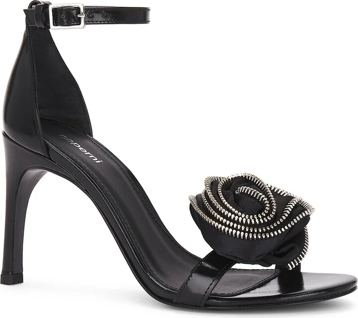 Coperni Flower Single Strap Sandals in Black - Image 2