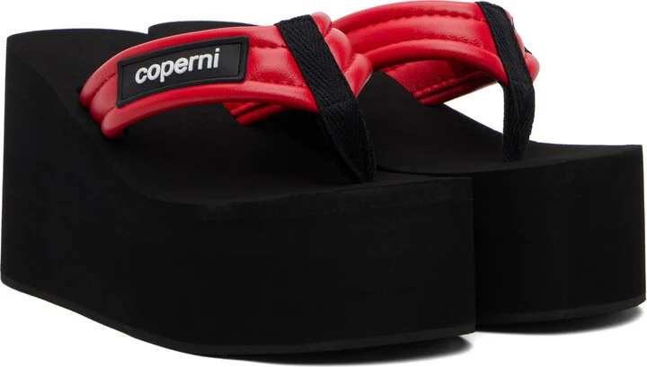 Coperni Red Wedge Heeled Sandals - Image 4