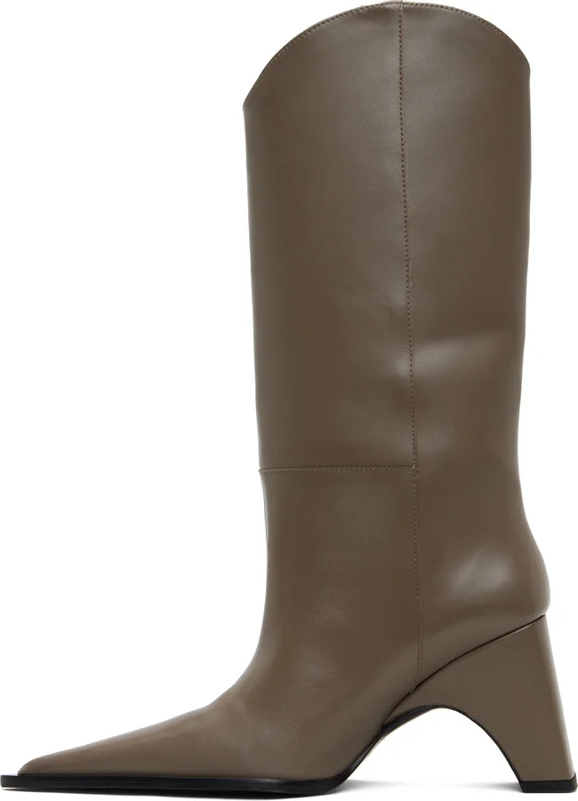 Coperni Taupe Cowboy Bridge Tall Boots - Image 3