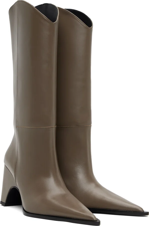 Coperni Taupe Cowboy Bridge Tall Boots - Image 4