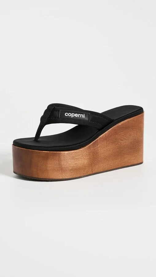 Coperni Wooden Branded Wedge Sandals - Image 3