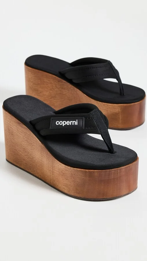 Coperni Wooden Branded Wedge Sandals - Image 5