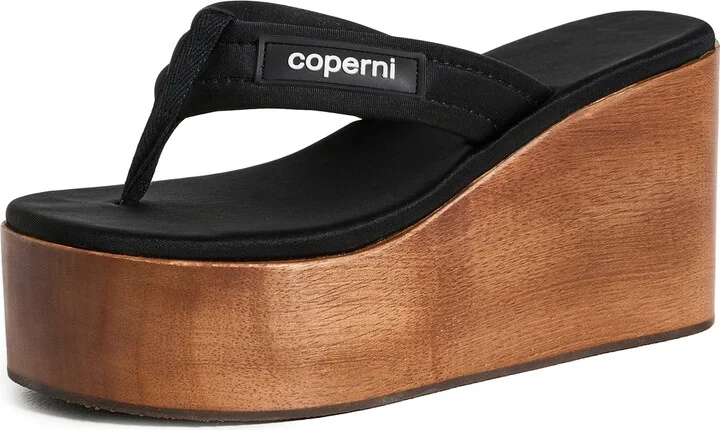 Coperni Wooden Branded Wedge Sandals