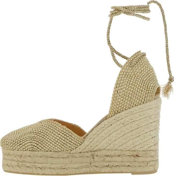 'Cora' Beige Wedges With Lace-Up Closure In Fabric Woman - Image 3