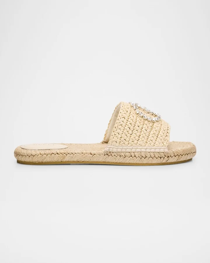 Cora GG Interlock Raffia Espadrille Sandals