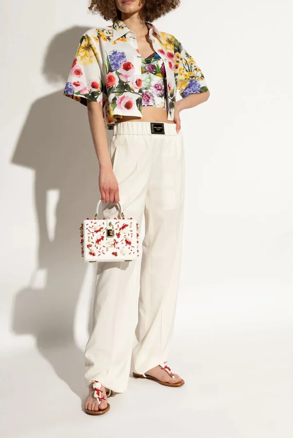 Coral-Embroidered Leather Sandals - Image 3