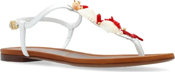 Coral-Embroidered Leather Sandals - Image 4