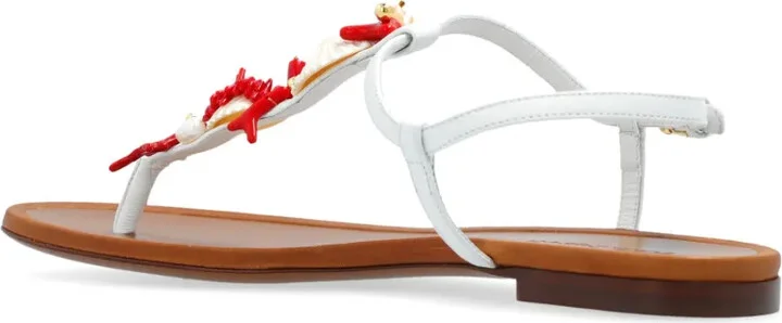 Coral-Embroidered Leather Sandals - Image 5