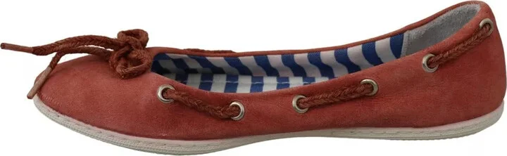 Coral Suede Lace Bow Loafers Ballet Flat Women's Shoes (Pre-Owned) - Image 4
