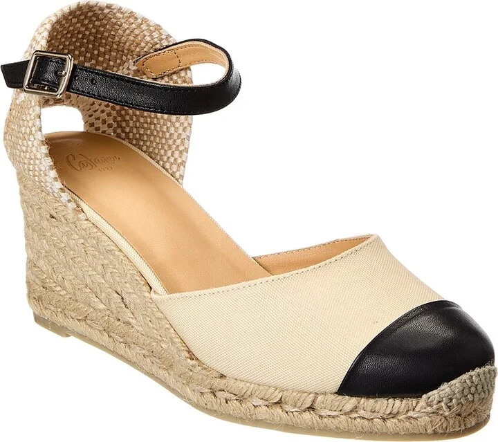 Coraline Leather & Canvas Wedge Sandal