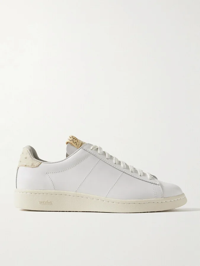 Corda-Folk Ostrich-Effect and Smooth Leather Sneakers
