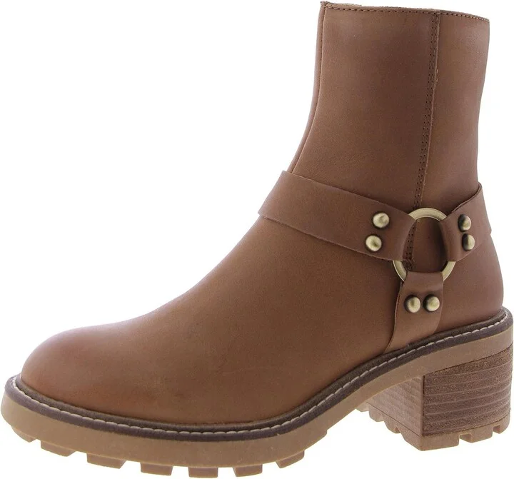 Cordelia Womens Leather Block Heel Ankle Boots