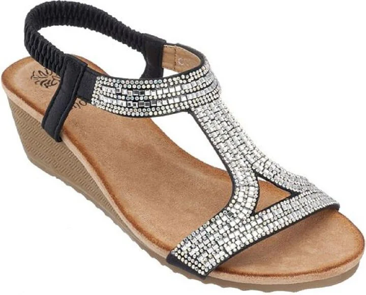 Coretta Womens Slingback T-Strap Wedge Sandals
