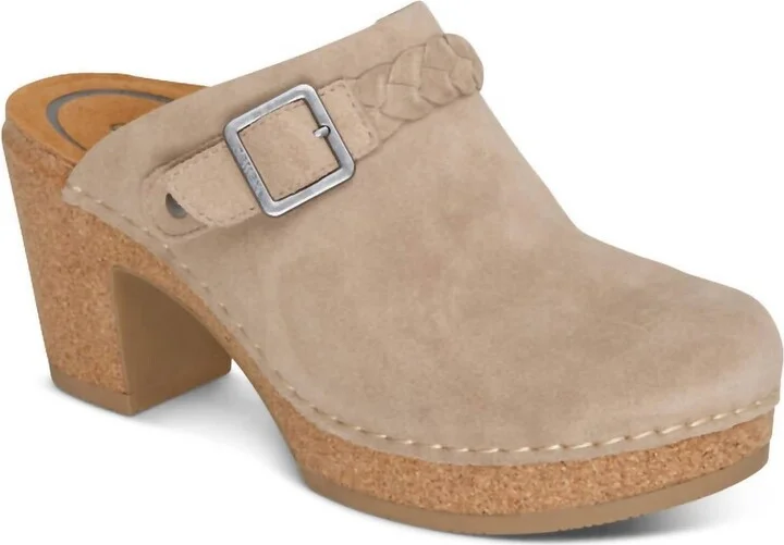 Corey Cork Clog Heel In Taupe