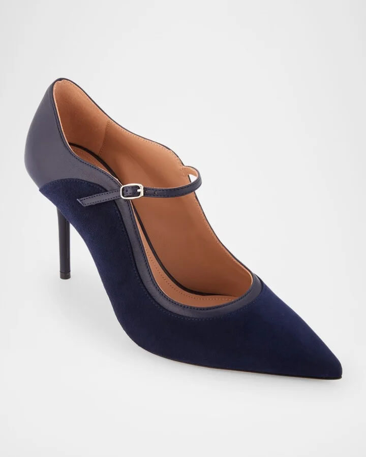 Corina Suede and Leather Mary Jane Pumps - Image 5
