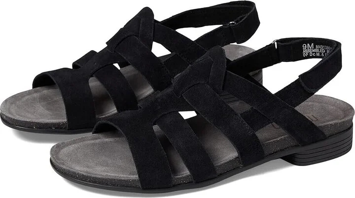 Corine Sandals Women's US 7 Black Leather Round Toe Slingback KHD1095