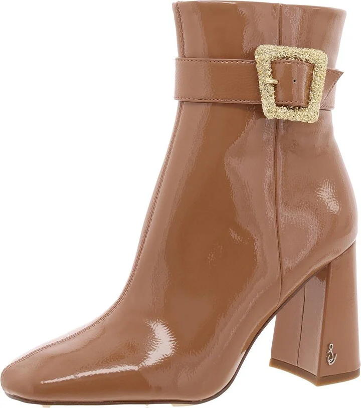 Corinne Womens Patent Pebbled Ankle Boots