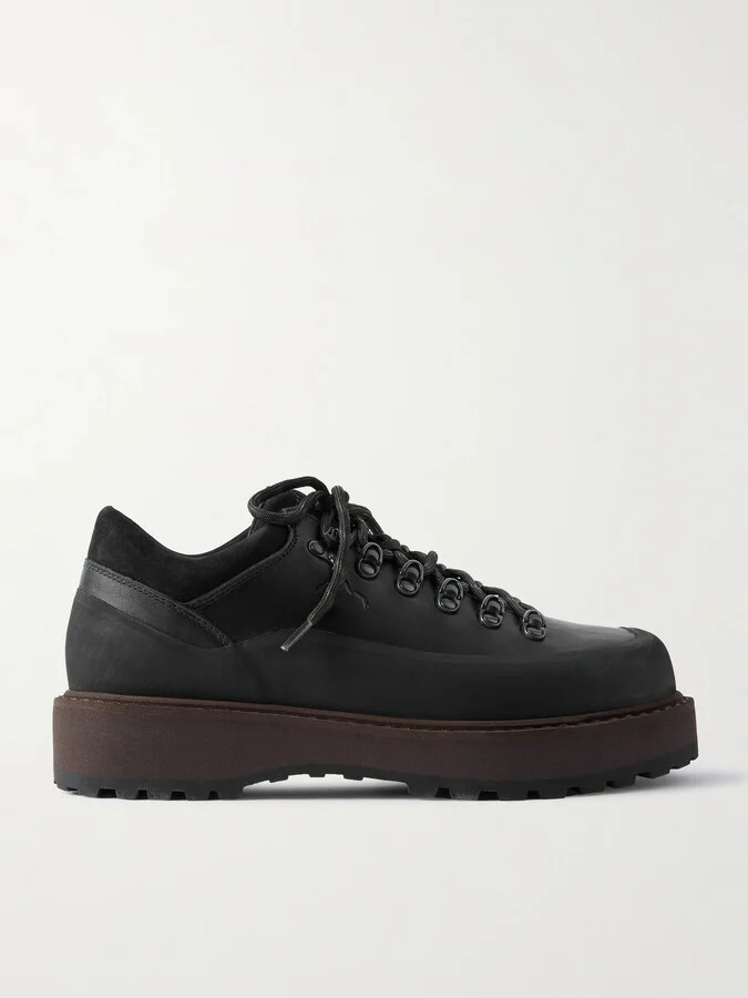 Cornaro Gomma Rubber and Suede-Trimmed Full Grain-Leather Sneakers
