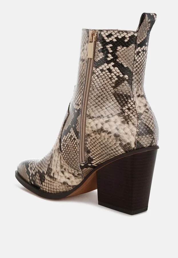 Cornus Snake Print Ankle Boots - Image 2
