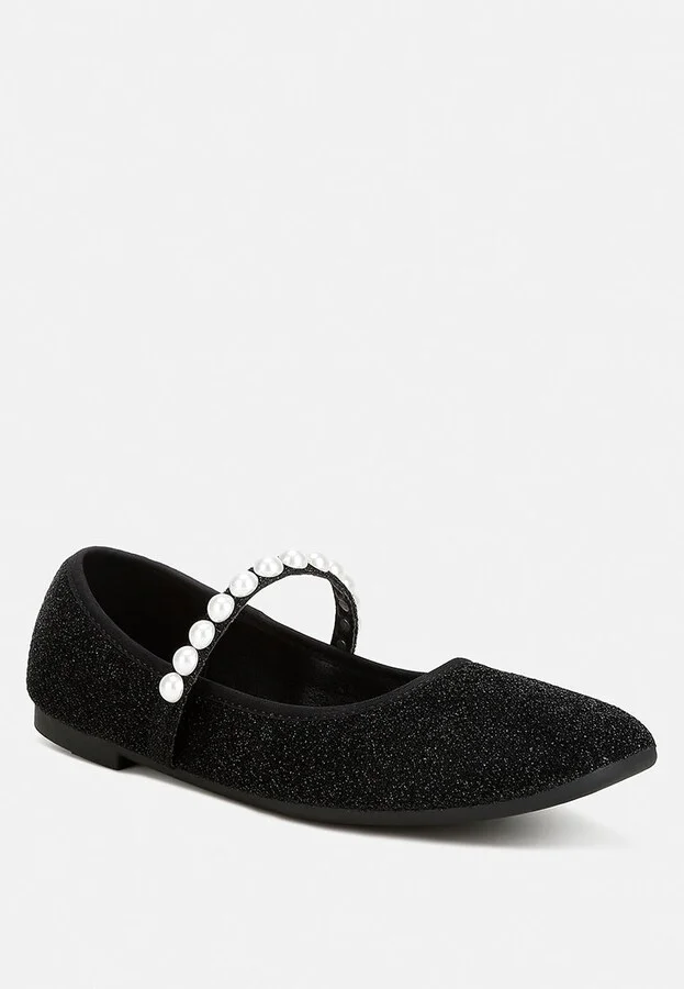 Corphee Pearl Strapped Glitter Ballerinas - Image 2